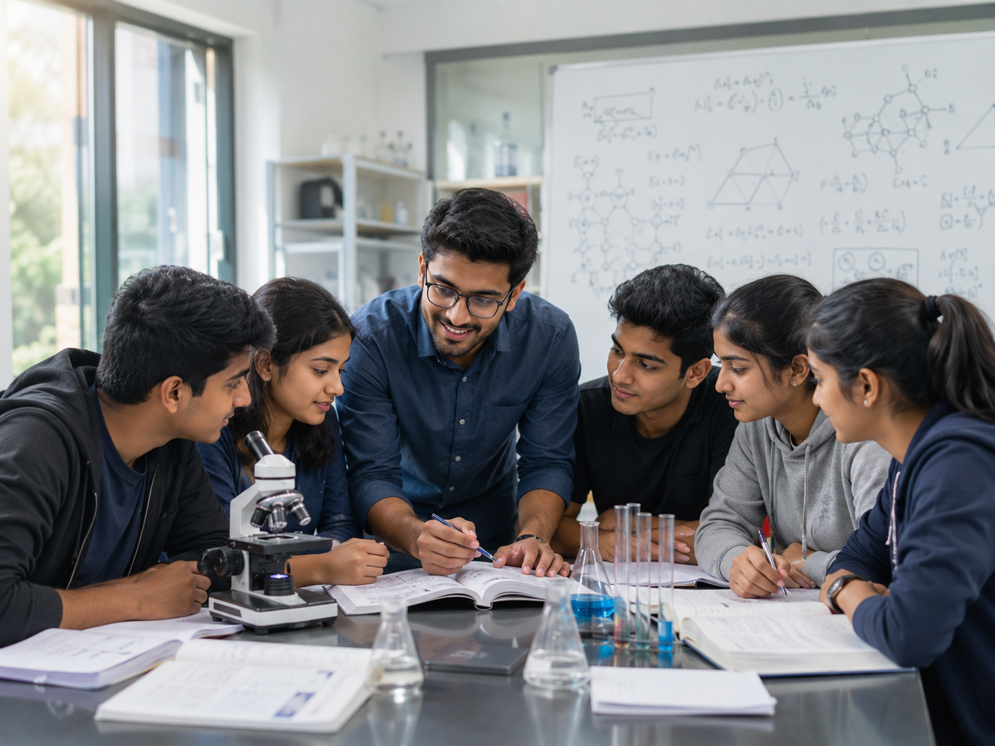Students engaged in a Science group coaching session at STEM Collective Tutors